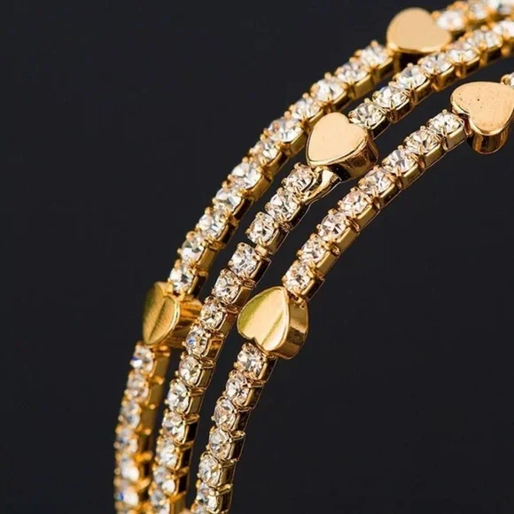 Luxury White Crystal Gold Plated Heart Bracelet - Picture 3 of 7